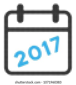 2017 Calendar halftone vector pictogram. Illustration style is dotted iconic 2017 Calendar icon symbol on a white background. Halftone matrix is circle elements.