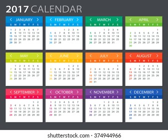 2017 Calendar - illustration
Vector template of color 2017 calendar
