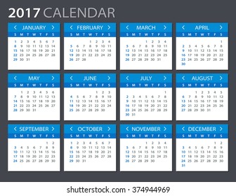 2017 Calendar - illustration
Vector template of 2017 calendar
