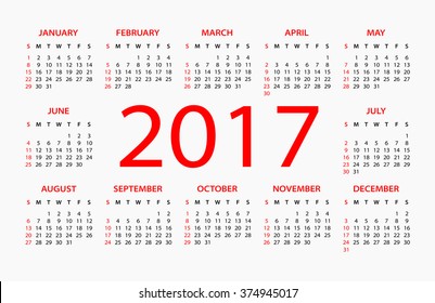 2017 Calendar - illustration
Vector template of 2017 calendar
