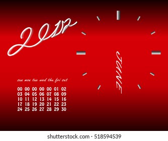 2017 Calendar June clock on red Background Design Vector
