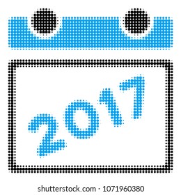 2017 Calendar Leaf halftone vector pictogram. Illustration style is dotted iconic 2017 Calendar Leaf icon symbol on a white background. Halftone texture is circle elements.