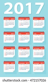 2017 calendar leaves - Illustration
Vector template of color 2017 calendar