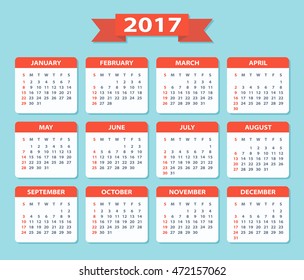2017 calendar leaves - Illustration
Vector template of color 2017 calendar