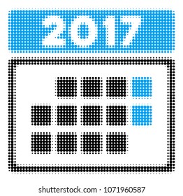2017 Calendar Month Table halftone vector icon. Illustration style is dotted iconic 2017 Calendar Month Table icon symbol on a white background. Halftone matrix is round items.