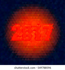 2017 calendar on the red cloud triangle background.
