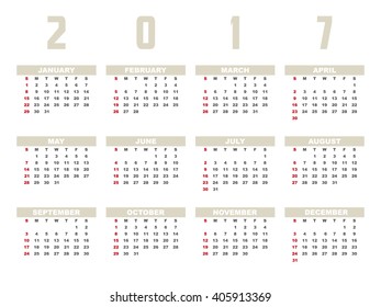 2017 Calendar Planner Design.