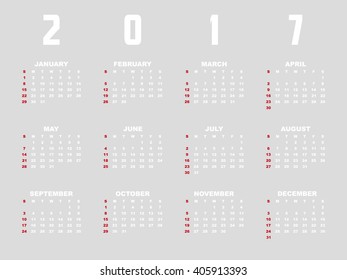 2017 Calendar Planner Design.