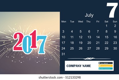 2017 Calendar Planner Design.