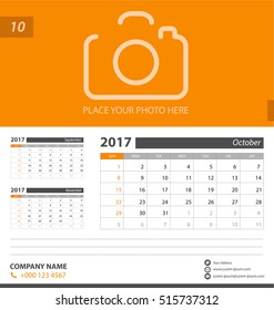 2017 Calendar Planner Design. Vector illustration.