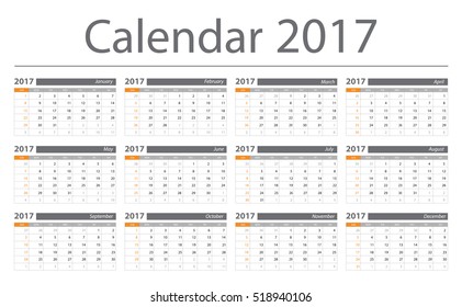 2017 Calendar Planner Design. Vector illustration.