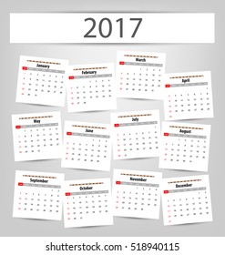 2017 Calendar Planner Design. Vector illustration.