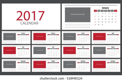 2017 Calendar Planner Design. Vector illustration.