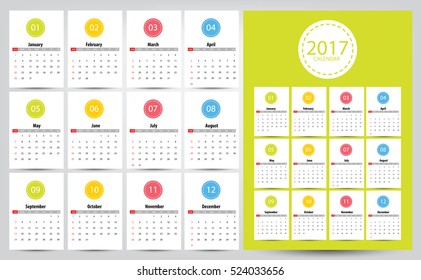 2017 Calendar Planner Design. Vector illustration.