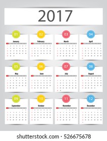 2017 Calendar Planner Design. Vector illustration.