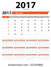 2017 Calendar Planner Design. Vector illustration.