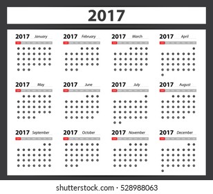 2017 Calendar Planner Design. Vector illustration.