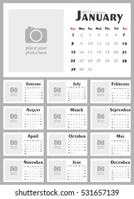 2017 Calendar Planner Design. Vector Illustration