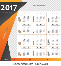 2017 calendar, planner, organizer and schedule template for companies and private use