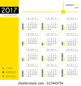 2017 calendar, planner, organizer and schedule template for companies and private use