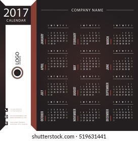 2017 calendar, planner, organizer and schedule template for companies and private use