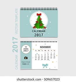 2017 Calendar planner vector design, monthly calendar template for November