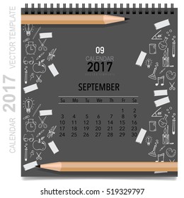 2017 Calendar planner vector design, monthly calendar template for September