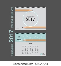 2017 Calendar planner vector design, monthly calendar template for May