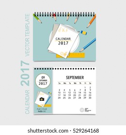 2017 Calendar planner vector design, monthly calendar template for September