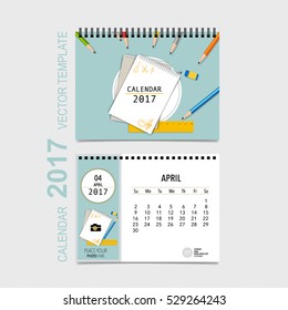 2017 Calendar planner vector design, monthly calendar template for April