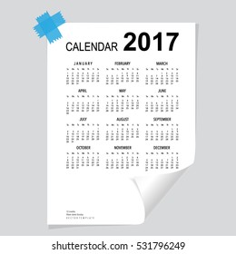 Planificador del calendario 2017, plantilla de diseño de vectores. Conjunto de 12 meses. 