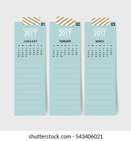 2017 Calendar planner, vector design template