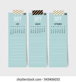 Planejador de calendário 2017, modelo de design vetorial