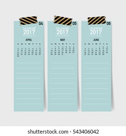 2017 Calendar planner, vector design template