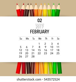 2017 Calendar planner vector design, monthly calendar template for February