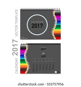 2017 Calendar planner vector design, monthly calendar template for July.