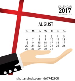 2017 Calendar planner vector design, monthly calendar template for August.