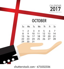 2017 Calendar planner vector design, monthly calendar template for October