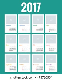 2017 Calendar, Print Template