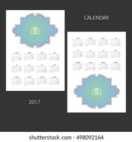 2017 calendar with space for photos or your company's logo, corporate style