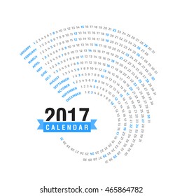2017 calendar, spiral illustration, swiral shape, Blue polygonal background calendar cover template