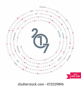 2017 calendar, spiral illustration, swiral shape, Red polygonal background calendar cover template