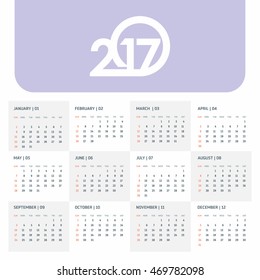 2017 Calendar template