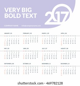 2017 Calendar template