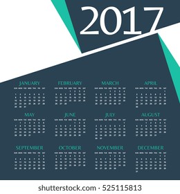 2017 calendar template design with abstract shape