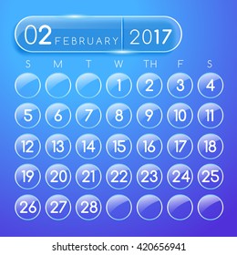 2017 Calendar Template : February : Vector Illustration