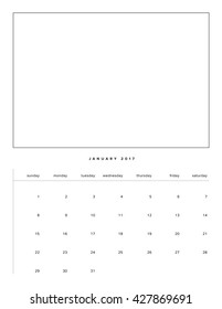 2017 calendar template january