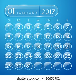 2017 Calendar Template : January : Vector Illustration