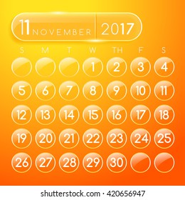 2017 Calendar Template : November : Vector Illustration