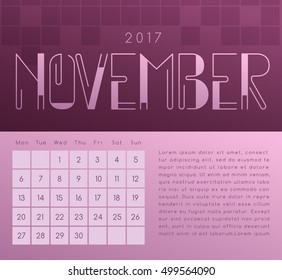 2017 Calendar Template : Vector Illustration